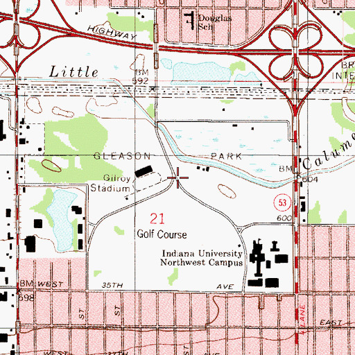 Topographic Map of Gleason Park, IN