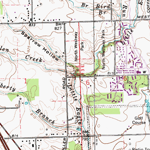 Topographic Map of Glen Creek, IN