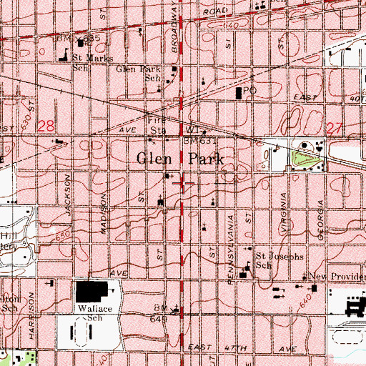 Topographic Map of Glen Park, IN
