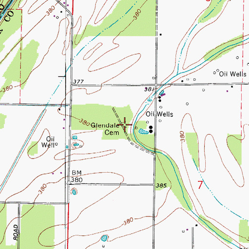 Topographic Map of Glendale Cemetery, IN