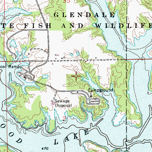 Topographic Map of Glendale State Fish and Wildlife Area, IN