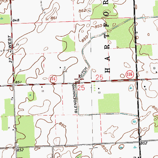 Topographic Map of Glendenning Ditch, IN