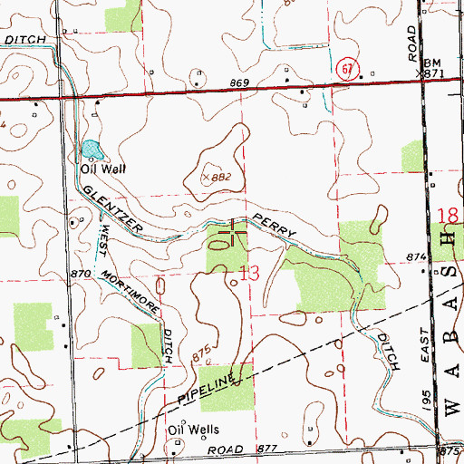 Topographic Map of Glentzer Perry Ditch, IN
