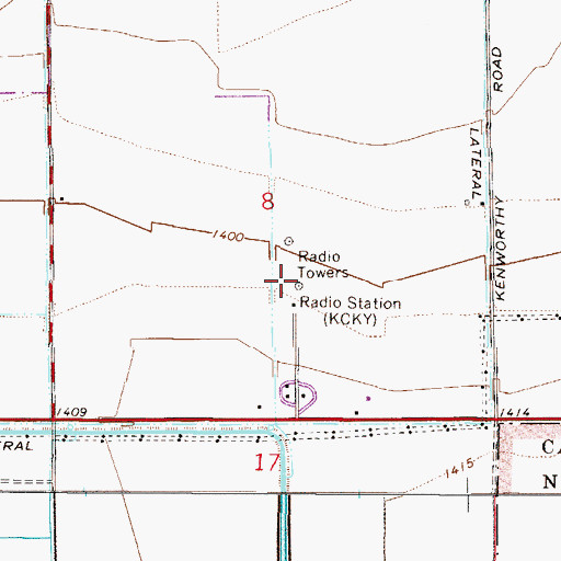 Topographic Map of KCKY-AM (Coolidge), AZ