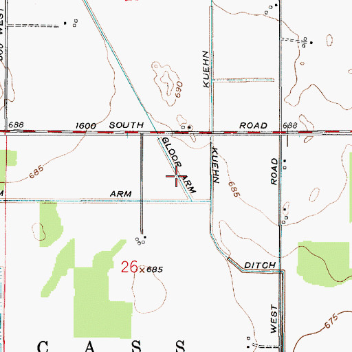 Topographic Map of Gloor Arm, IN