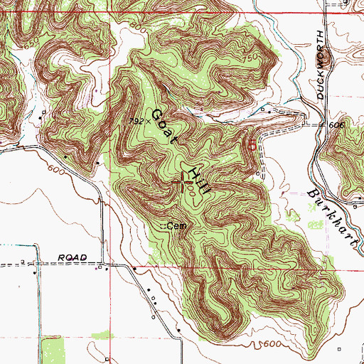 Topographic Map of Goat Hill, IN