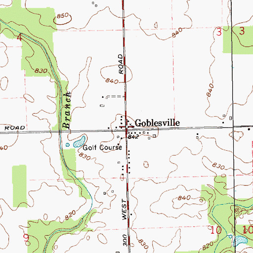 Topographic Map of Goblesville, IN