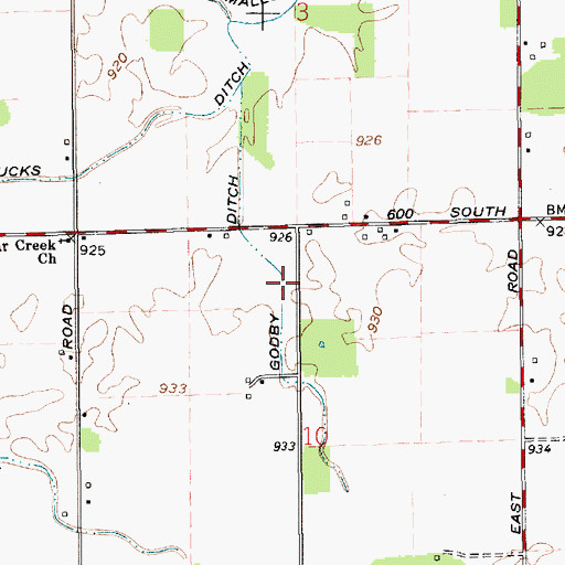 Topographic Map of Godby Ditch, IN