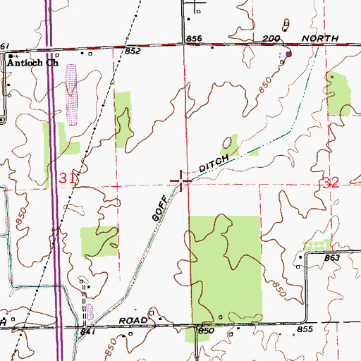 Topographic Map of Goff Ditch, IN