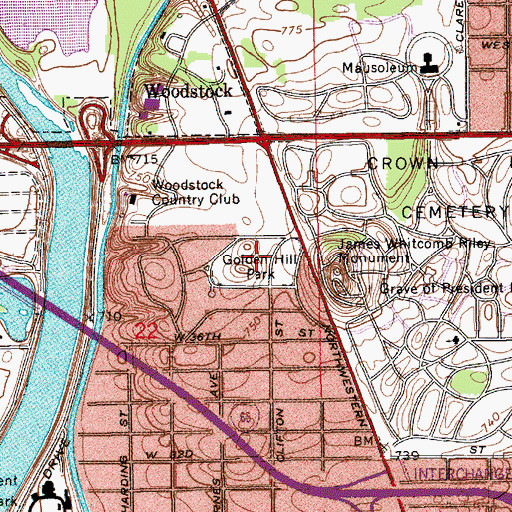 Topographic Map of Golden Hill Park, IN