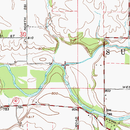 Topographic Map of Goldsberry Creek, IN