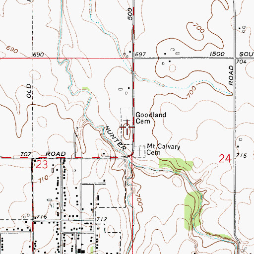 Topographic Map of Goodland Cemetery, IN