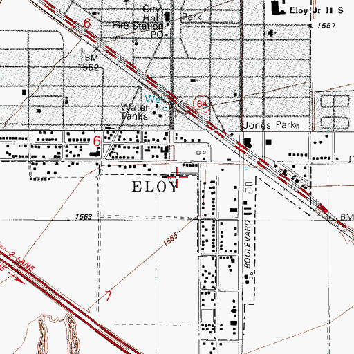 Topographic Map of KKAF-FM (Eloy), AZ