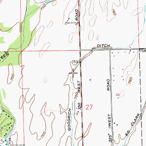 Topographic Map of Goodrich Ditch, IN