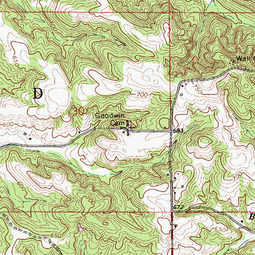 Topographic Map of Goodwin Cemetery, IN