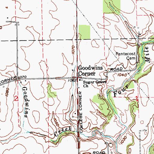 Topographic Map of Goodwins Corner, IN
