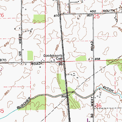 Topographic Map of Goodykoontz Cemetery, IN