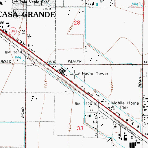 Topographic Map of KPIN-AM (Casa Grande), AZ