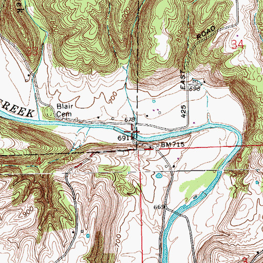Topographic Map of Goose Creek, IN