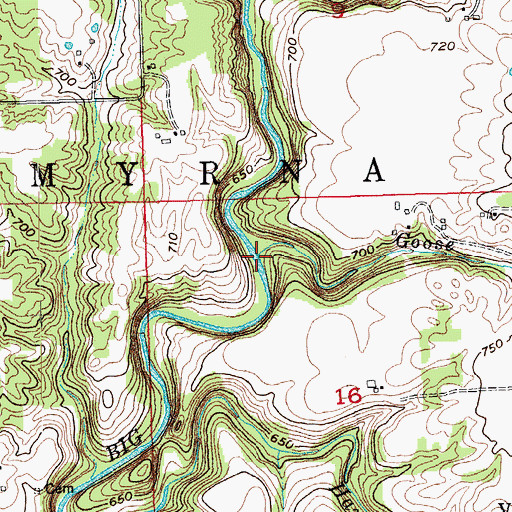 Topographic Map of Goose Creek, IN
