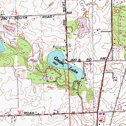 Topographic Map of Goose Lake, IN