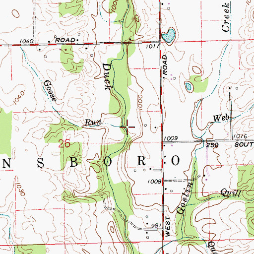 Topographic Map of Goose Run, IN