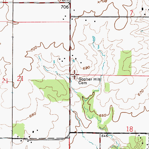 Topographic Map of Gopher Hill Cemetery, IN
