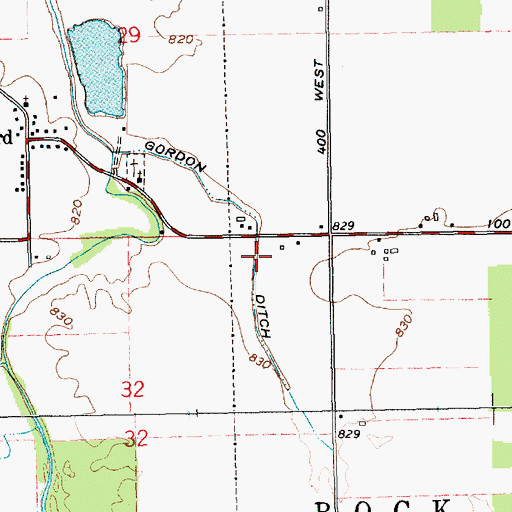 Topographic Map of Gordon Ditch, IN