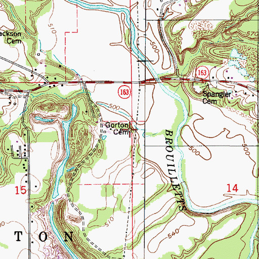 Topographic Map of Gorton Cemetery, IN