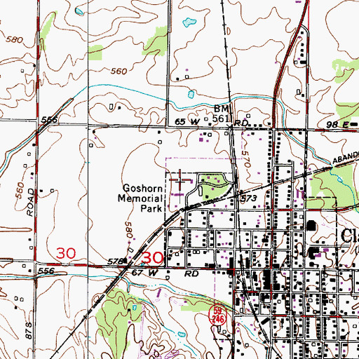 Topographic Map of Goshorn Memorial Park, IN