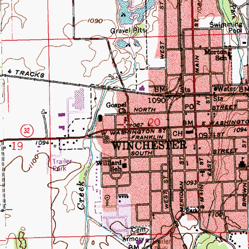 Topographic Map of Gospel Church, IN