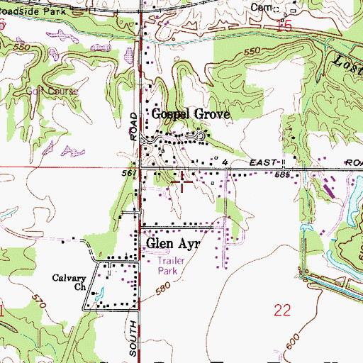 Topographic Map of Gospel Grove, IN
