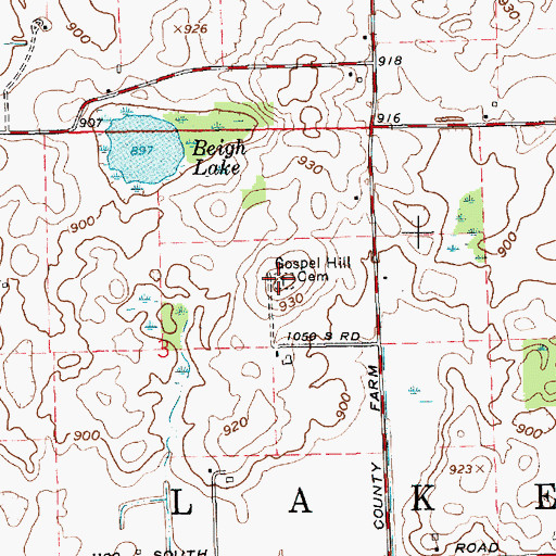 Topographic Map of Gospel Hill Cemetery, IN