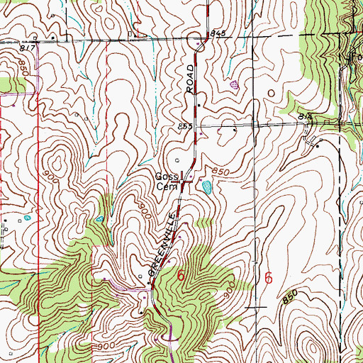 Topographic Map of Goss Cemetery, IN