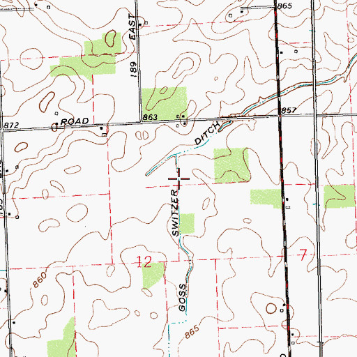 Topographic Map of Goss Switzer Ditch, IN