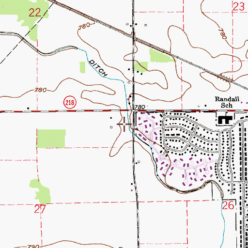 Topographic Map of Government Ditch, IN