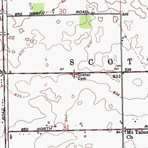 Topographic Map of Graber Cemetery, IN