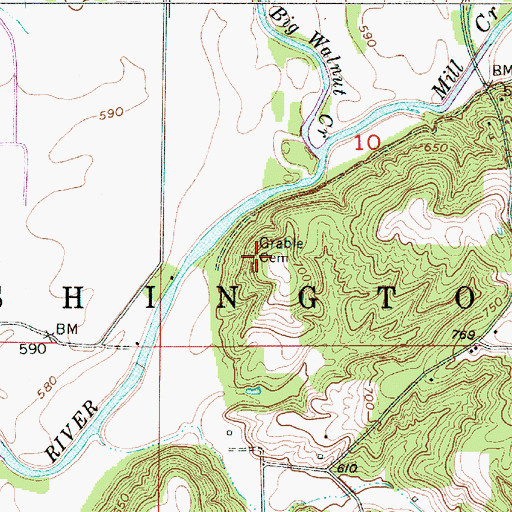 Topographic Map of Grable Cemetery, IN