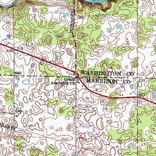 Topographic Map of Grace Assembly Church, IN