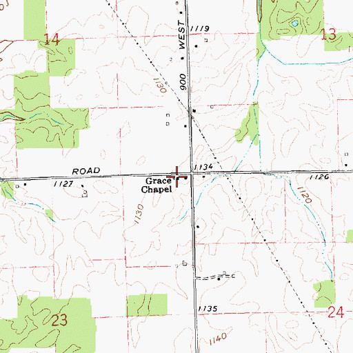 Topographic Map of Grace Chapel, IN