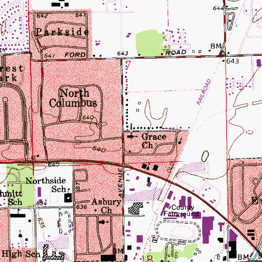 Topographic Map of Grace Church, IN