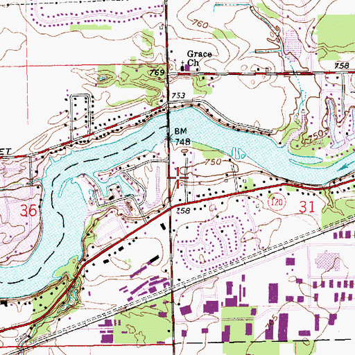 Topographic Map of Grace Church, IN
