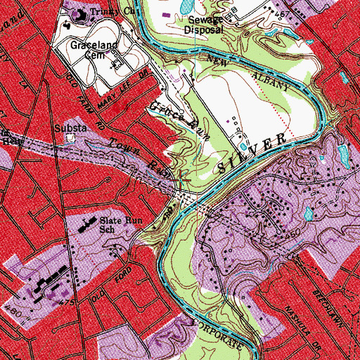 Topographic Map of Grace Run, IN