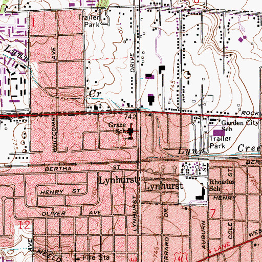 Topographic Map of Grace School, IN