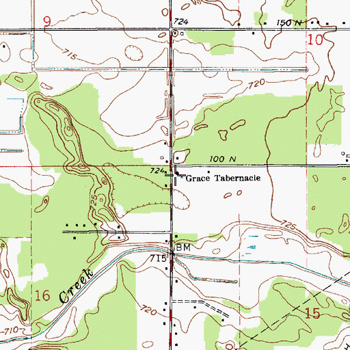 Topographic Map of Grace Tabernacle, IN