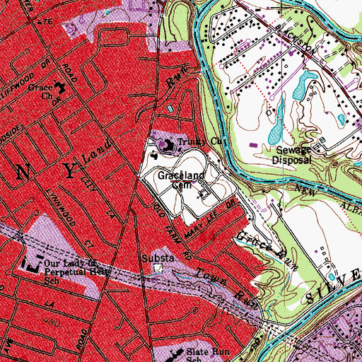 Topographic Map of Graceland Cemetery, IN
