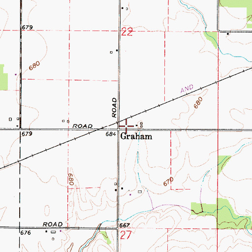 Topographic Map of Graham, IN