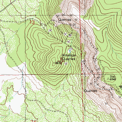 Topographic Map of Antelope Quarries, AZ