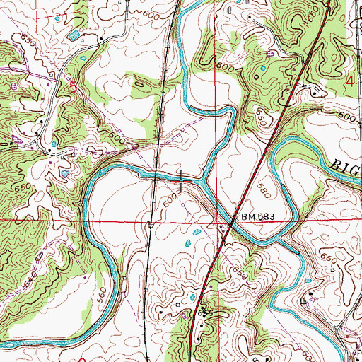 Topographic Map of Graham Creek, IN