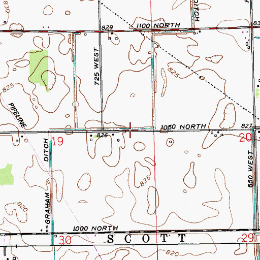 Topographic Map of Graham Ditch, IN